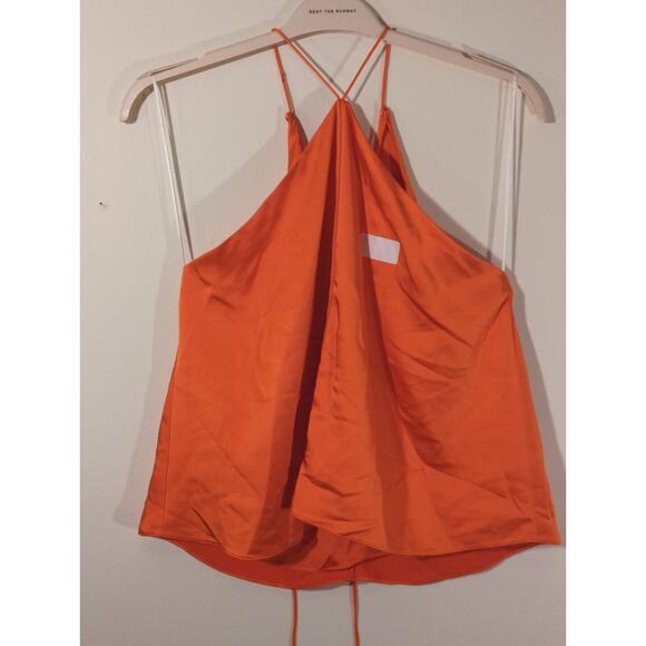 RTR Cobando Collective Sz 6 Orange Skinny Strap Sleeveless Halter Satin Tank Top - Picture 3 of 7